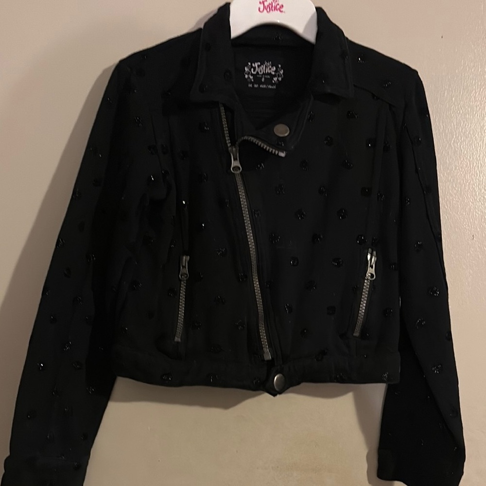 Justice Black Embellished Girls Jacket